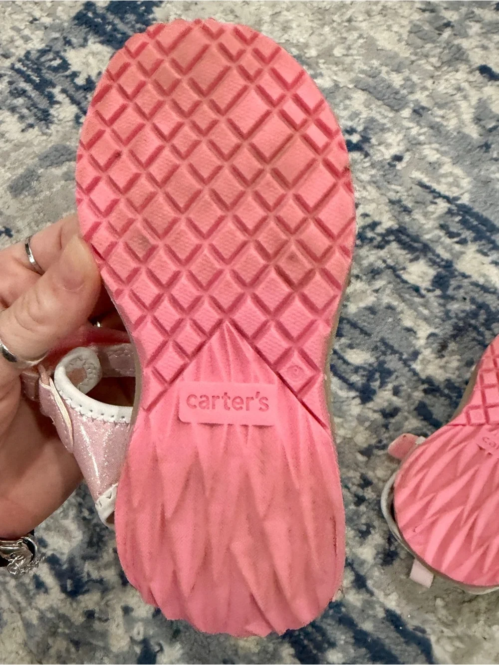 Carter's Pink Sandals with Rainbow & Smiley Charms